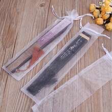 Multifunctional Transparent Drawstring Bag, Suitable For Wedding And Party Favors, Ideal For Folding Fan Storage, Silk Gift Bag, Thin Silk Bag, Rectangular Gift Bag, Handmade Packaging Bag - 6*27 - View 3