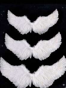 1pc White Angel Feather Wings & Magic Wand Prop, Elastic Band, Cosplay Costume Accessory For Wedding, Birthday, Halloween, Christmas, 3D Feather Decor Photo Booth Prop, Holiday Performance Cosplay Prop - One Size Fits All - View 5