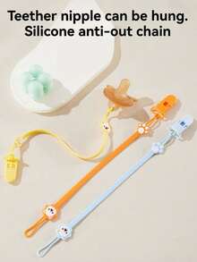 3pcs/1pc Silicone Pacifier Clip, Silicone Teether Clip Pacifier Chain With Clip, Anti-Drop Teether Chain, Baby Soothing Pacifier Chain, Baby Teething Stick Bite Rope Anti-Loss, Suitable For Baby Boys And Girls - Flexible Rust-Free Bracket For Teething Relief And Baby Essentials - Multicolor - View 6