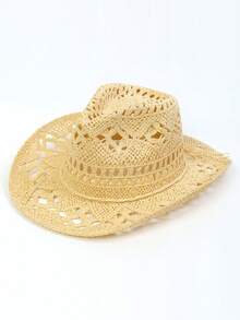 1pc Women's Straw Hat, Polyester Bohemian Style Fashion Outdoor Straw Hat, Suitable For Daily Outdoor Use - Multicolor - View 14