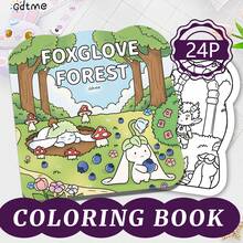 GDTME 2027 New Halloween Atmosphere Coloring Book, 20*20cm Square Format, 24 Pages. Interior Features Cute Fox, Rabbit, And Little Yellow Duck Carving Pumpkins In Autumn Illustrations, Bold Lines For Easy Coloring. Suitable For Teenagers' Daily Leisure And Relaxation, Can Be Used As A Creative Small Gift. - LJ-325 (Halloween Atmosphere) - View 2