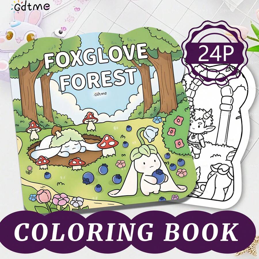 GDTME 2027 New Halloween Atmosphere Coloring Book, 20*20cm Square Format, 24 Pages. Interior Features Cute Fox, Rabbit, And Little Yellow Duck Carving Pumpkins In Autumn Illustrations, Bold Lines For Easy Coloring. Suitable For Teenagers' Daily Leisure And Relaxation, Can Be Used As A Creative Small Gift.