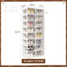 Collapsible Shoe Boxes Clear Plastic Stackable, Quick Setup Drop Front Shoe Organizer, Display Storage Cabinet For Sneakers10 T - 8 Tiers 16 Pairs - View 3