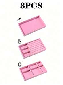 6/1 pieza Bandeja de almacenamiento de joyas de terciopelo Estilo cajón Caja de almacenamiento Caja de anillos Organizador de joyas apilable de gran capacidad con diseño de compartimentos Adecuado para aretes, collares, pulseras, anillos, diademas, bolsas Estante de exhibición de joyas Organizador de bolsa de maquillaje - Multicolor - Ver 20