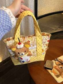 San-X Rilakkuma 波點寬鬆熊熊甜點風 Ins 卡通大容量可愛學生化妝收納包 新款手提式 - 彩色 - 查看 4