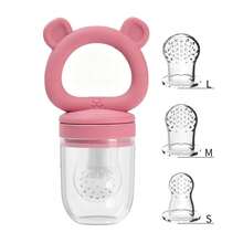 4PCS/Set Bear Teething Fruit & Vegetable Pacifier With 3 Extra Teething Bags S M L, Silicone Feeder Set, Fruit & Vegetable Complementary Food Tool - Multicolor - View 6