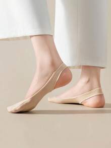 chuanwa(2) 1/5/10 Pairs Of Anti Slip Silicone Pad Hidden Ladies Back Hanging Invisible Ice Silk Breathable Thin Boat Socks Match Dress Shoes - Multicolor - View 4