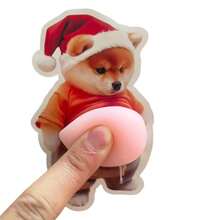 3D Sticker 1pc/2pcs/5pcs Creative Fried Chicken Sticker Shiba Inu Sticker Belly Puppy Sticker Belly Dog Collectible Printed Sticker Scrapbook Decoration - Red - View 3