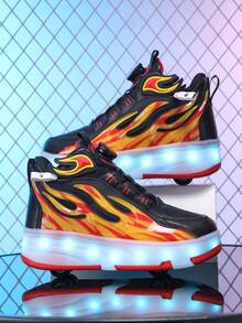 Zapatos con luz LED recargables unisex, patines de línea infantiles multifuncionales y transformables, adecuados para todas las estaciones, con ruedas desmontables, perfectos para patinaje al aire libre y deportes - Morado - Ver 4