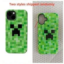 Minecraft 1件裝 Creeper 像素風手機殼，綠色方塊 3D 紋理，柔軟防摔保護殼，遊戲玩家專屬配件，創意個性化裝飾殼，重現經典 MC 元素 - 彩色 - 查看 5