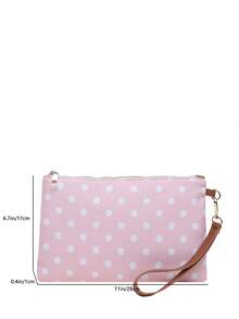 Spring/Summer New Versatile Handbag, Polka Dot Pattern, Women's Fashion Multi-Purpose Hand-Carried Straw Woven Colorful Envelope Bag - Pink - View 3