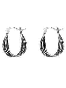1 Pasang Anting Minimalis Model Lilitan yang Dipersonalisasi, Anting Tusuk Mewah Premium untuk Wanita, Desain Baru, Serbaguna untuk Perjalanan dan Kencan - Perak - View 2