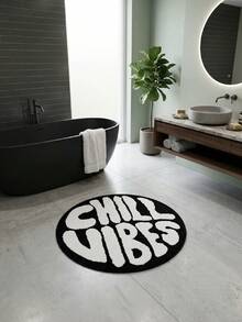 1 件“Chill Vibes”字母毛绒地毯，柔软亲肤，防滑耐磨，隔音，柔软易清洁，室内门垫，客厅/卧室/浴室地毯，可水洗，家居装饰，地板装饰和保护 - 彩色 - 查看 5