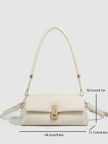 Bolso cuadrado pequeño de unicolor con diseño de nicho para mujer, bolso bandolera versátil con textura acolchada y cadena para salidas, compras y desplazamientos - Blanco - Ver 7