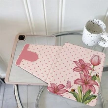 1件油畫百合花印花平板保護殼，相容 iPad Air 6/5/4 & 10 (10.9 吋) - 相容 iPad Pro 2024、Air M3/A16 2025，相容 Galaxy Tab S9 FE/S8 Plus/S7/S10，相容 OPPO Pad，相容 MatePad，相容 Vivo Pad，相容 Honor Pad，相容 Xiaoxin Pad - 彩色 - 查看 3