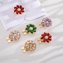 1 Pc Multicolor Rhinestone Flower Cufflinks, No-Sew Elegant Formal Shirt Accessories - Multicolor - View 2
