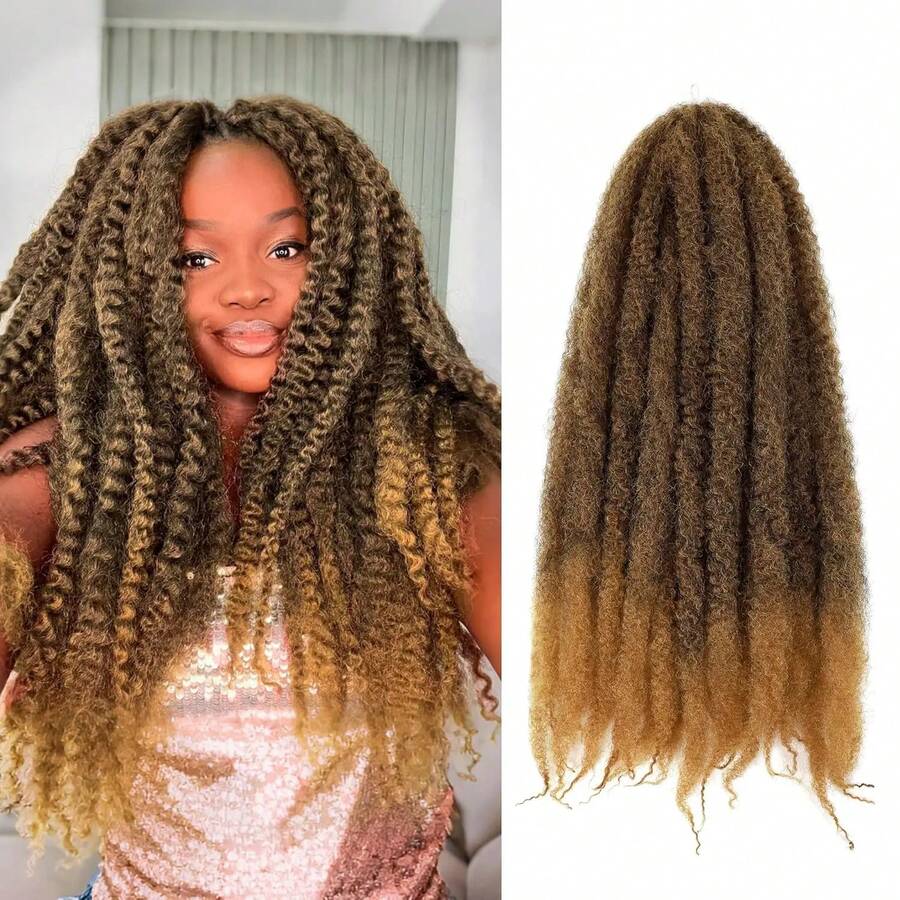 Peluca trenzada Twist de 18 pulgadas para , peluca trenzada suave, 138 mechones de extensiones de cabello sintético - SNATURAL/L.RED/GREEN/27 - Ver 1