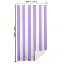 1pc Minimalist Striped Beach Towel, Ultra-Fine Fiber Large Quick-Dry Absorbent Sand-Proof Bath Towel, Travel Swimming Pool Yoga Fitness Sports Towel, Beach Swimming Accessories Vacation Essential Gift Beach Towel (Single-Sided Print) - Mauve Purple - View 10