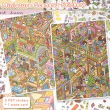 特大號 DIY 場景貼紙附定位線，成人風景貼紙、房屋貼紙、手帳貼紙、3D 微縮房屋場景貼紙、DIY 手帳貼紙、風景貼紙、景觀貼紙、手工貼紙，可重複使用，多種尺寸可選 - A - 查看 1