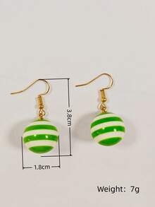 1 Pair Y2K Hot Girl Colorful Striped Acrylic Ball Earrings, Cute Candy Dopamine Color Block Versatile Girl Ear Hooks - Striped Earrings - View 5