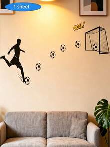 1 pièce Autocollant mural créatif et réaliste de but de football, convient pour le salon, la chambre, la salle de bain et d'autres espaces, ajoute de l'ambiance à la pièce, décoration de la maison - multicolore - Voir 6