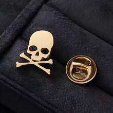 3pcs Personalized Design Minimalist Metal Skull Lapel Pins For Men. Casual Tie Badge. Sleeve Brooch - Gold + Silver + Black - View 4