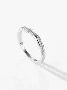 1 buah Cincin Perhiasan Pesta Fashion Wanita, Dapat Ditumpuk, Terbuat dari Perak Sterling 925 Murni dengan Zirkonia Murni, Hadiah - Perak - View 4