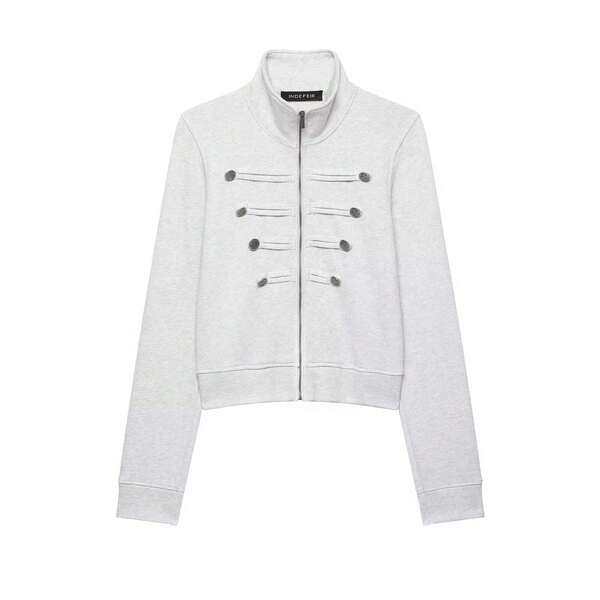 DEEKA Autumn New Women's European And American Style Fashion Minimalist Versatile Button & Zipper Sweatshirt Jacket Coat