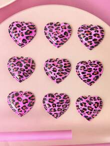 Fashionable Charming Alloy Leopard Print Heart Pendant, Pink And Gold Large Leopard Heart, Suitable For Jewelry Making, Earrings, Necklaces, Bracelets, Bag Charms, Keychains, Perfect For Summer Beach Vacation Accessories, Gift For Friends, Very Charming Jewelry Making Material - Multicolor - View 6