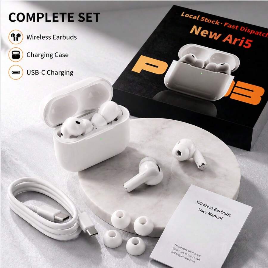 Wireless Noise Cancelling Earbuds With Adaptive Sound, Immersive Audio, Heart Rate & Fitness Tracking, Real-Time Translation, Long Battery Life, Comfortable Secure Fit, Perfect For Work, Travel, Sports & Everyday Use