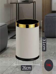 Papelera redonda, capa exterior de cuero PU, capa interior de metal, disponible en capacidades de 10L y 14L, perfecta para el hogar, la oficina y el baño - Multicolor - Ver 3