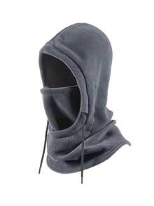 1pc Unisex Warm Windproof Winter Hat, Outdoor Fleece Hat, Windproof Drawstring Hat Windproof Head Cover, Suitable For Mountain Biking Cycling Motorcycle Face Mask Hat Motorcycle Riding Essential - N - View 14