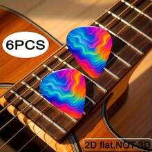 6pcs 2D Flat Triangle Guitar Picks, High-Quality Plastic Material, Cyberpunk Virtual Seoul Style Gradient Flowing Hair Digital Skin Texture Print, Personalized Musical Instrument Picks, Creative Holiday Gift For Music Lovers And Tech Enthusiasts - Multicolor - View 1
