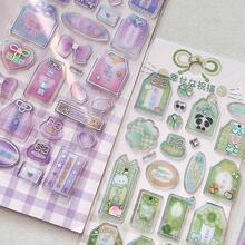 Q-LiA Rainbow Jelly Sheet – Japanese Amulet/Lucky Tag Design With Four-Leaf Clover Pattern. Features 3D Puffy Crystal Embossing. Waterproof, Self-Adhesive Sticker; Perfect For DIY Crafts, Scrapbook Decoration, Smartphone Cases, Laptops, Water Bottles, Stationery Accessories, And More. - Multicolor - View 6