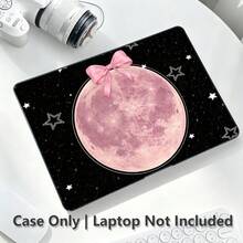 1 pieza Funda protectora para portátil con patrón impreso UV de lazo rosa, luna y cielo estrellado, carcasa protectora transparente de plástico duro para MacBook, carcasa dura de plástico duradero para Air y Pro - Ver 6