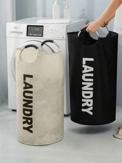 Extra Large High Quality Laundry Basket With Soft Padded Handles - Fabric Laundry Basket, Foldable Round Basket, Suitable For Various Room Types, Casual Style Clothing Storage Box, Laundry Accessories, Laundry Basket, Laundry Bag, Dorm, Home Goods
