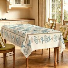 1/4/5/6/7pcs Light Blue Ocean Shell & Starfish Pattern Printed Chair Covers/Chair Slipcovers Set, Suitable For Indoor Home, Restaurant, Hotel, Ideal For Modern Daily Decoration. Tablecloth Fits Square Dining Table, Elastic Chair Covers Are Washable. - Multicolor - View 16