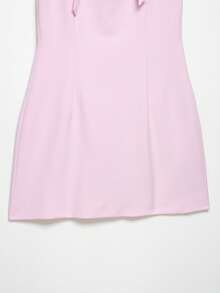 DEEKA Spring/Summer New Women's Fashion European And American Style Minimalist Bow Polka Dot Short Dress Elegant Pink - Pink - View 9