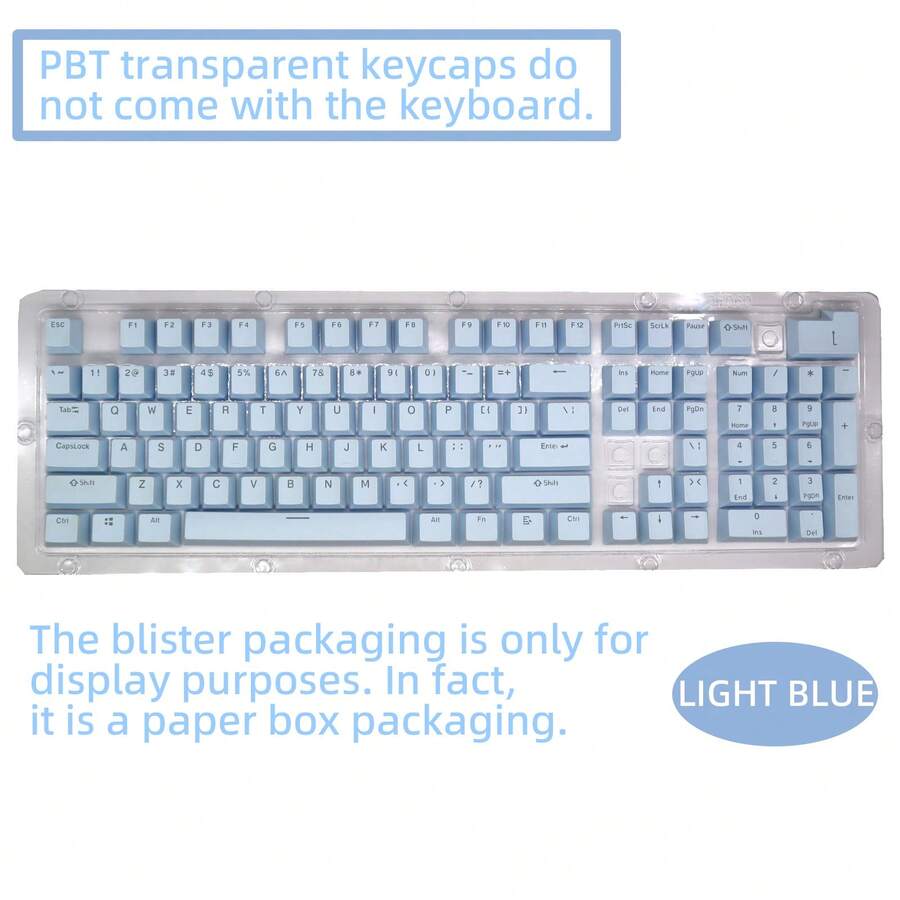 HXSJ Teclas de teclado mecánico de color azul PBT, caracteres translúcidos moldeados por inyección de doble disparo ABS, compatibles con teclados mecánicos, teclado no incluido - Ver 1