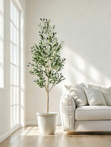 PKFC 1pc Artificial Olive Tree, Tall Branch Faux Plant, Plastic Leaves, Indoor Decorative Plant, Suitable For Home Decor, Valentine's Day, Birthday Gift, Graduation Ceremony And Other Occasions - Multicolor - View 5
