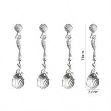 [Ocean Breeze Series] Elegant Shell Coffee Spoon 4pcs Set, Suitable For Beach Wedding Table Decor, Exquisite Dessert Appetizer Stirring Spoon, Cute Teaspoon Gift - View 14