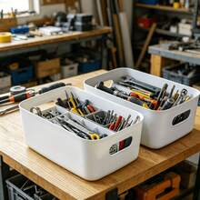 6pcs White Tool Storage Box, Suitable For Home Use, For Sorting Screws, Wrenches And Hardware Accessories, Car Parts Organizer Toolbox, Portable Divided Storage Box - White - View 5