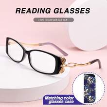 2Pcs Fashionable Small Frame Rectangular Reading Glasses, Unique Metal Butterfly Shaped Temple Design, With High-Quality Metal Hinges, Suitable For Women's Daily Reading Wear, Comes With High-Quality Glasses Storage Bag - White - View 4