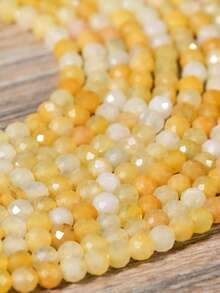 3mm 天然黃色風信子石切面珠，珠串長度 38cm，約 110-115 顆，適用於珠寶製作、DIY 項鍊與戒指的石珠 - Yellow Aventurine - 查看 5