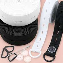 1 Set Adjustable Elastic Waistband Kit, High Stretch Eyelet Elastic Tape With D-Ring Buckles, DIY Maternity Pants Waist Extender Sewing Accessories - Multicolor - View 8