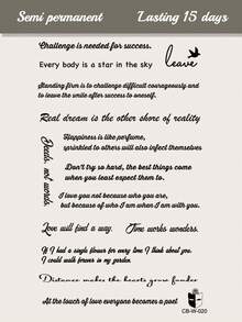 Semi-Permanent Line Emotional Inspirational Word Phrase Pattern, 1-2 Weeks Non-Fading Non-Reflective Suitable For Arm Waist Abdomen Leg Shoulder Neck Collarbone Temporary Tattoo Sticker 1pc/Pack - Blue - View 2