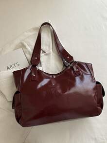 Vintage Large Capacity Tote Bag For Women, New Popular Minimalist Commuter Shoulder Bag - Red - View 7