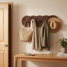 Rustic Wooden Wall Hooks, 5 Hooks Included – Heavy Duty Towel And Coat Rack For Bathroom, Entryway And Kitchen – Solid Wood Decorative Hook Rack - View 6