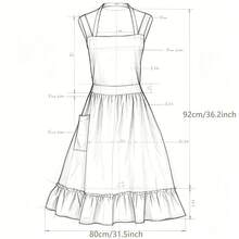 Vintage Victorian Style Apron, Pastoral Linen Apron With Ruffle Trim, Retro Literary Style Pinafore Apron, Casual Loose Mid-Length Apron For Daily Wear - Multicolor - View 7