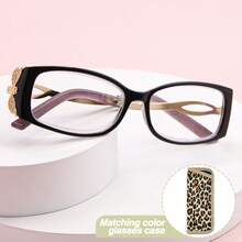 2Pcs Fashionable Small Frame Rectangular Reading Glasses, Unique Metal Butterfly Shaped Temple Design, With High-Quality Metal Hinges, Suitable For Women's Daily Reading Wear, Comes With High-Quality Glasses Storage Bag - White - View 7